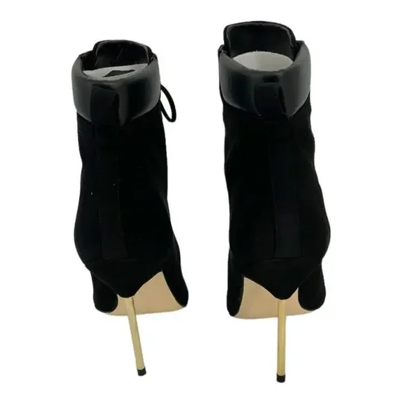 Good American Scandal Lace Up High Heel Booties Black Size 8.5 NWT $275 MSRP - Picture 6 of 8